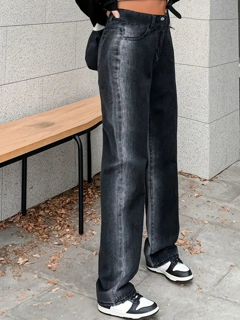 Pantalones de mezclilla  rectos de talle alto - Para Mujer
