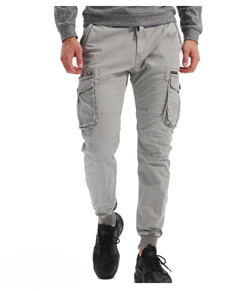 Pantalones cargo informales con cintura elástica y cordón ajustable