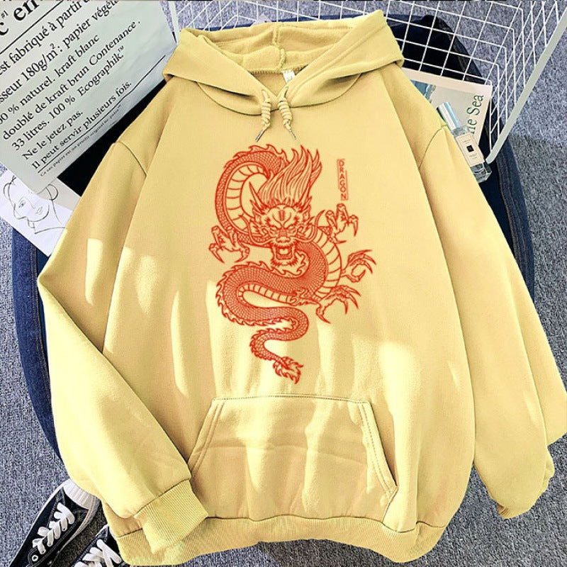 Hoodie con capucha en colores pastel con diseño de estampado de dragón