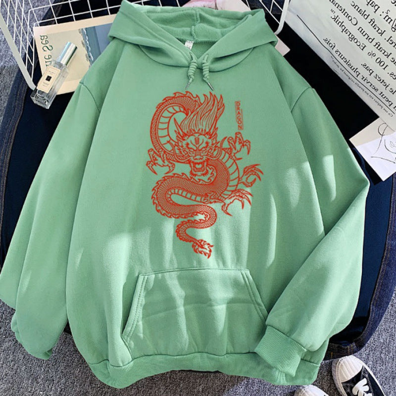 Hoodie con capucha en colores pastel con diseño de estampado de dragón