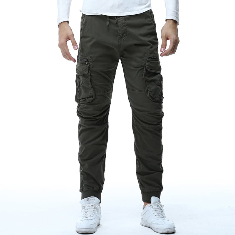 Pantalones cargo informales con cintura elástica y cordón ajustable