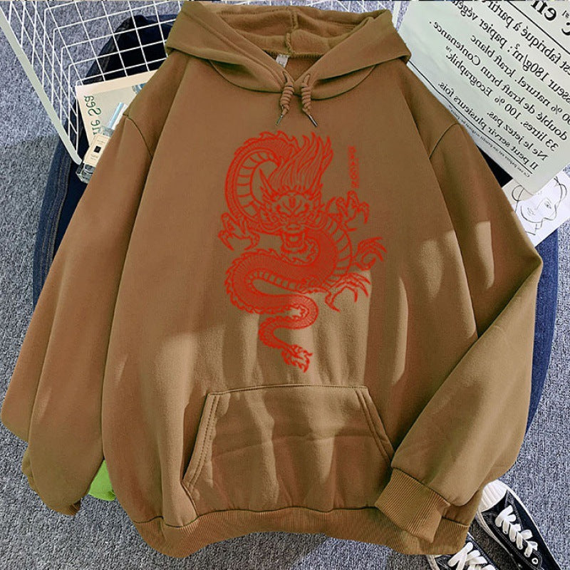 Hoodie con capucha en colores pastel con diseño de estampado de dragón