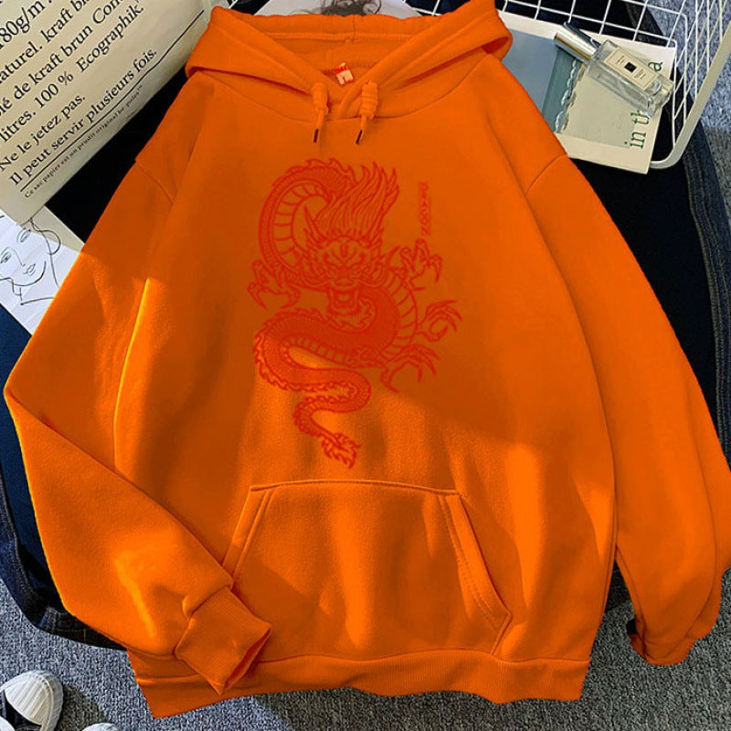 Hoodie con capucha en colores pastel con diseño de estampado de dragón