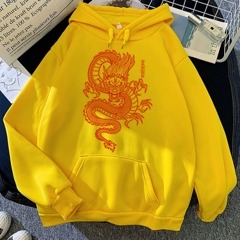 Hoodie con capucha en colores pastel con diseño de estampado de dragón