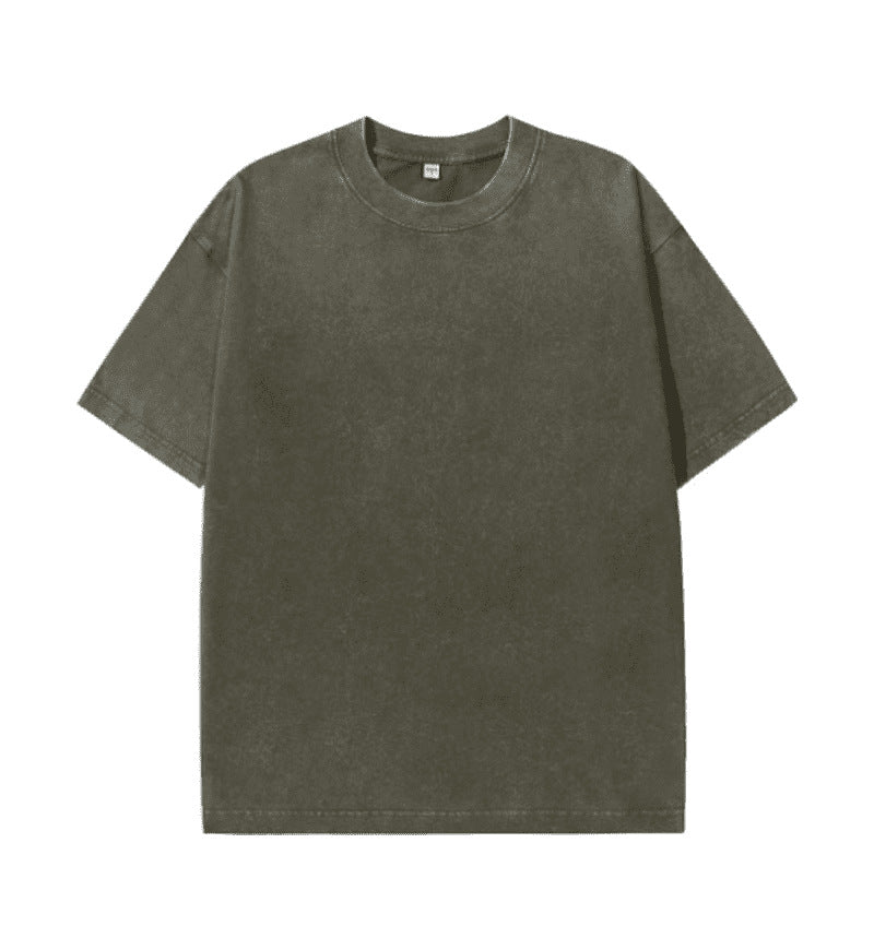 Playera de manga corta grande de algodón con lavado vintage