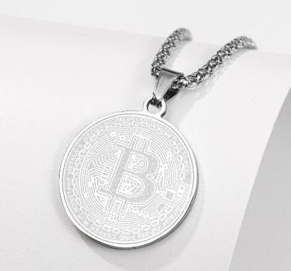 Collar con colgante de Bitcoin de acero de titanio para hombre