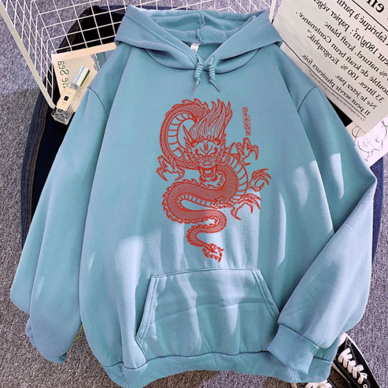 Hoodie con capucha en colores pastel con diseño de estampado de dragón