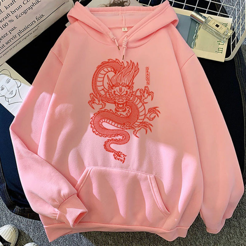 Hoodie con capucha en colores pastel con diseño de estampado de dragón