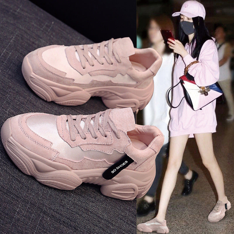Tenis deportivas casuales de suela gruesa para mujer