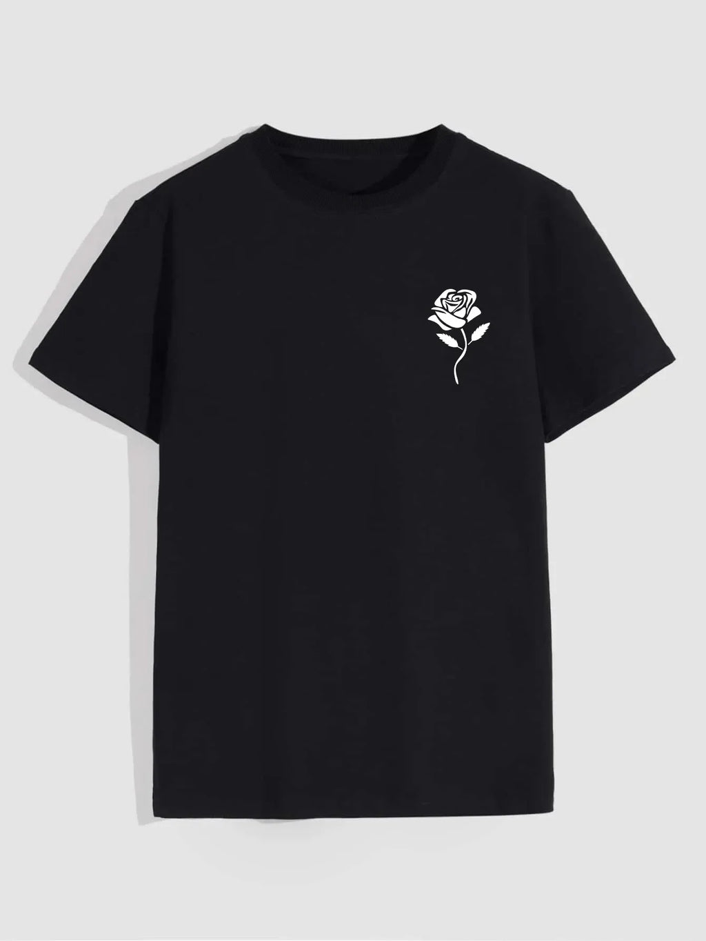 Playera de cuello redondo con estampado de rosas para hombre