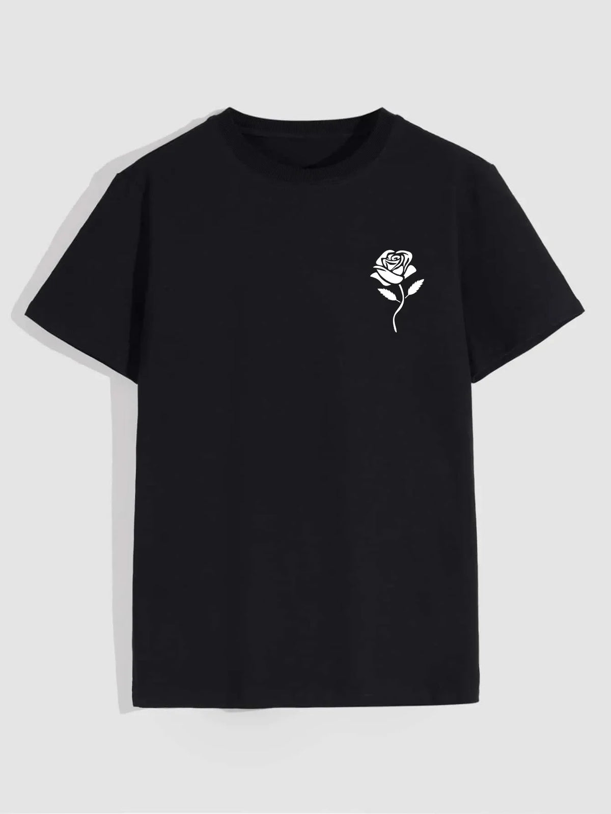 Playera de cuello redondo con estampado de rosas para hombre