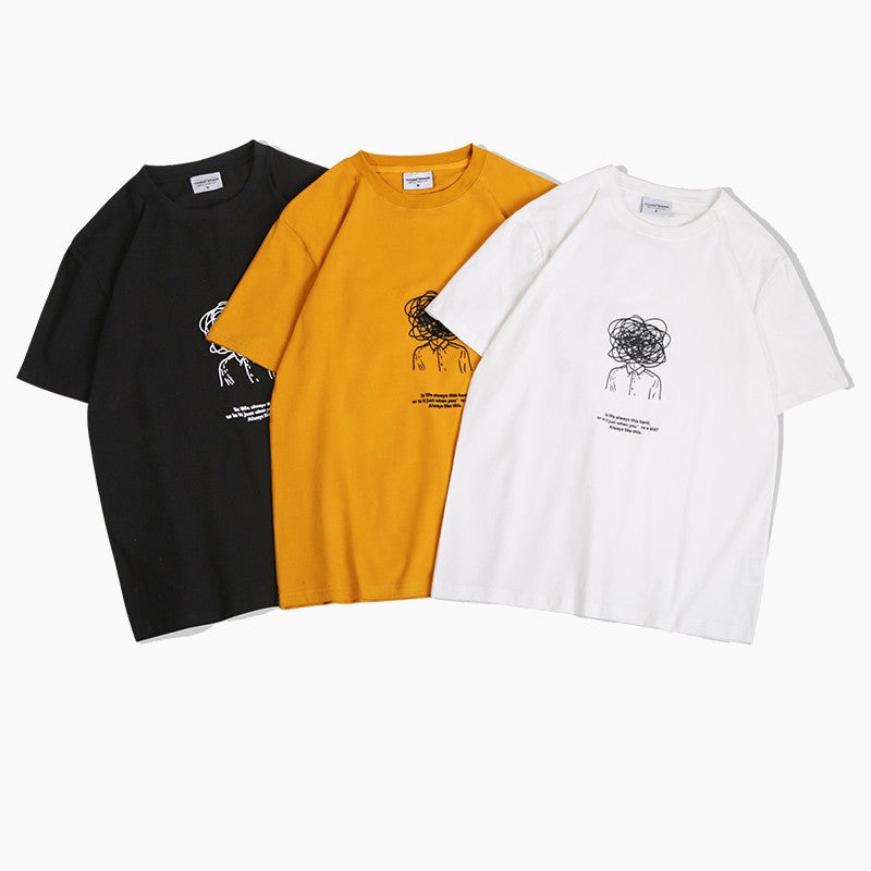Playera blanca con estampado gráfico para hombre