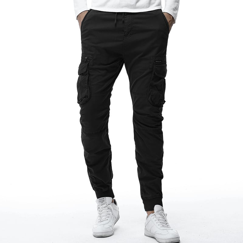 Pantalones cargo informales con cintura elástica y cordón ajustable