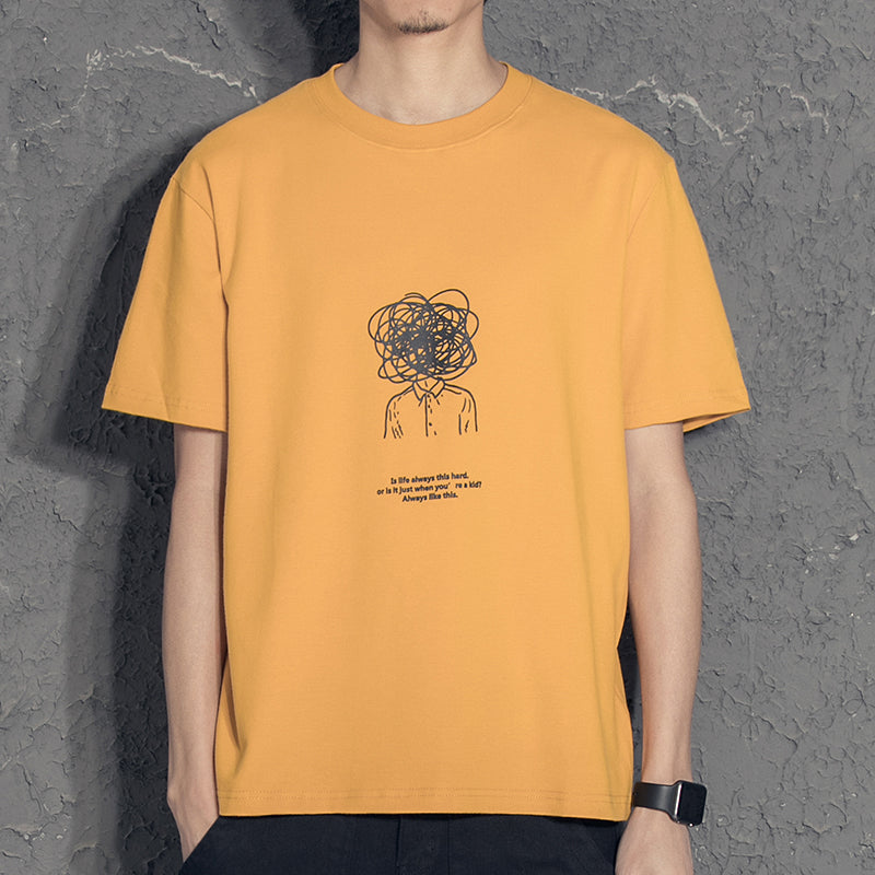 Playera blanca con estampado gráfico para hombre