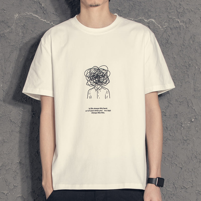 Playera blanca con estampado gráfico para hombre