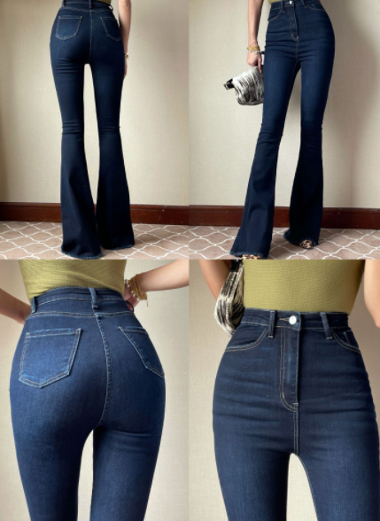 Pantalones de mezclilla acampanados de talle alto para mujer
