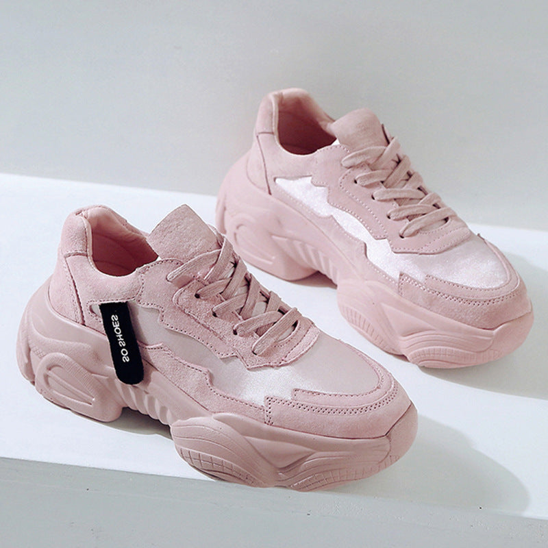 Tenis deportivas casuales de suela gruesa para mujer