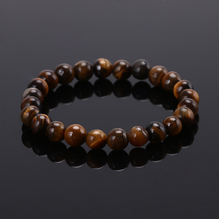 Pulsera elástica con cuentas y piedras de ojo de tigre natural