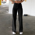 Pantalón de Vestir para Mujer de Tiro Alto y Pierna Ancha – Estilo Casual Elegante