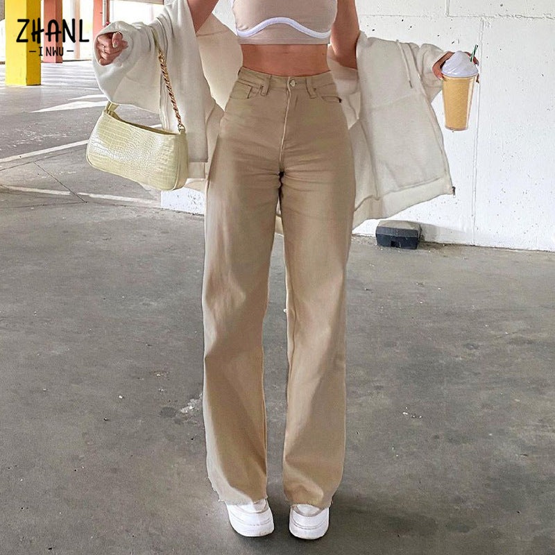 Pantalón de Vestir para Mujer de Tiro Alto y Pierna Ancha – Estilo Casual Elegante