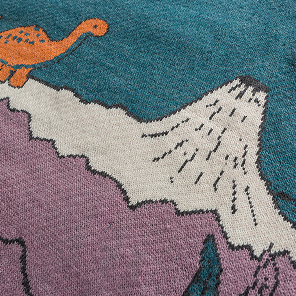 Suéter Vintage Oversize con Diseño de Dinosaurios – Estilo Retro