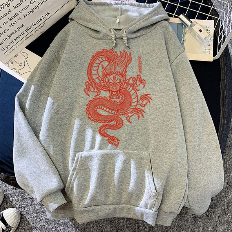 Hoodie con capucha en colores pastel con diseño de estampado de dragón